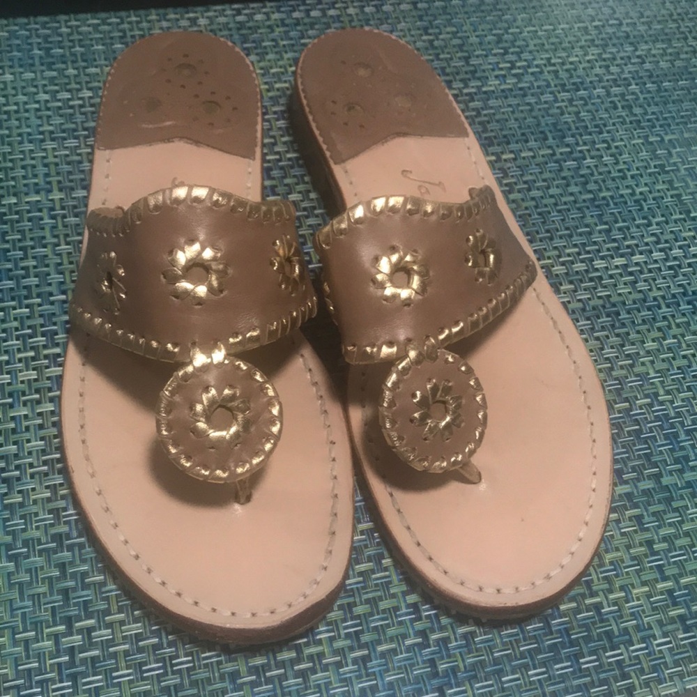 Tan/Brown & Gold Jack Rogers.